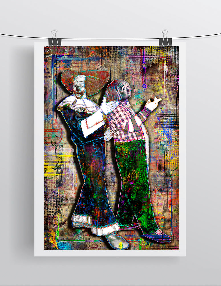 Bozo and Cookie The Clown Poster, WGN Bozo Tribute Fine Art