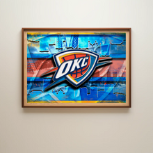 Oklahoma City Thunder Poster, OKC Thunder Skyline Print