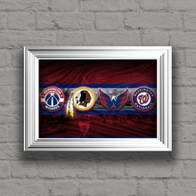 Washington Sports Teams Poster, Washington Nationals, Washington Capitals, Washington Redskins, Washington Wizards