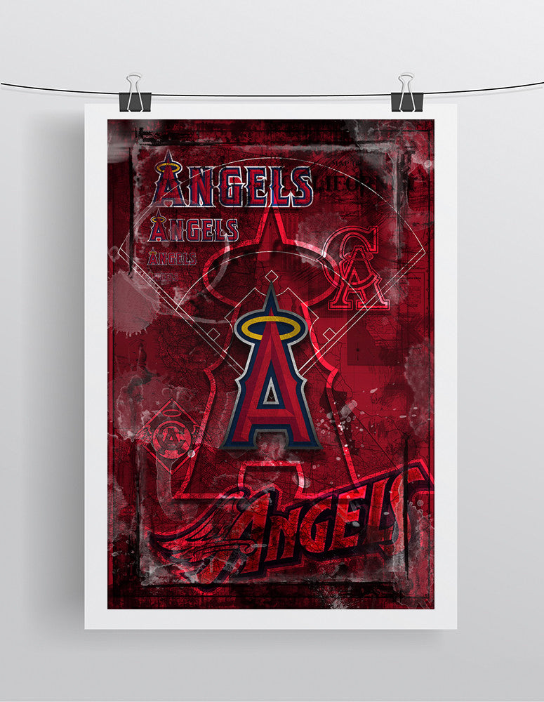 Anaheim Angels Poster, Angels of Anaheim Artwork Gift, Angels Layered Man Cave Art