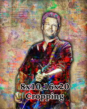 Blake Shelton Poster, Blake Shelton Country Gift, Blake Shelton Tribute Fine Art