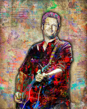 Blake Shelton Poster, Blake Shelton Country Gift, Blake Shelton Tribute Fine Art