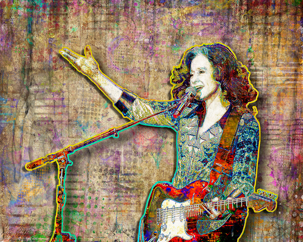 Bonnie Raitt Poster, Bonnie Raitt Portrait Gift, Bonnie Raitt Colorful