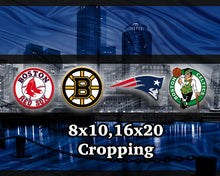 Boston Blue Sports Poster, New England Patriots, Boston Celtics, Bruins, Red Sox
