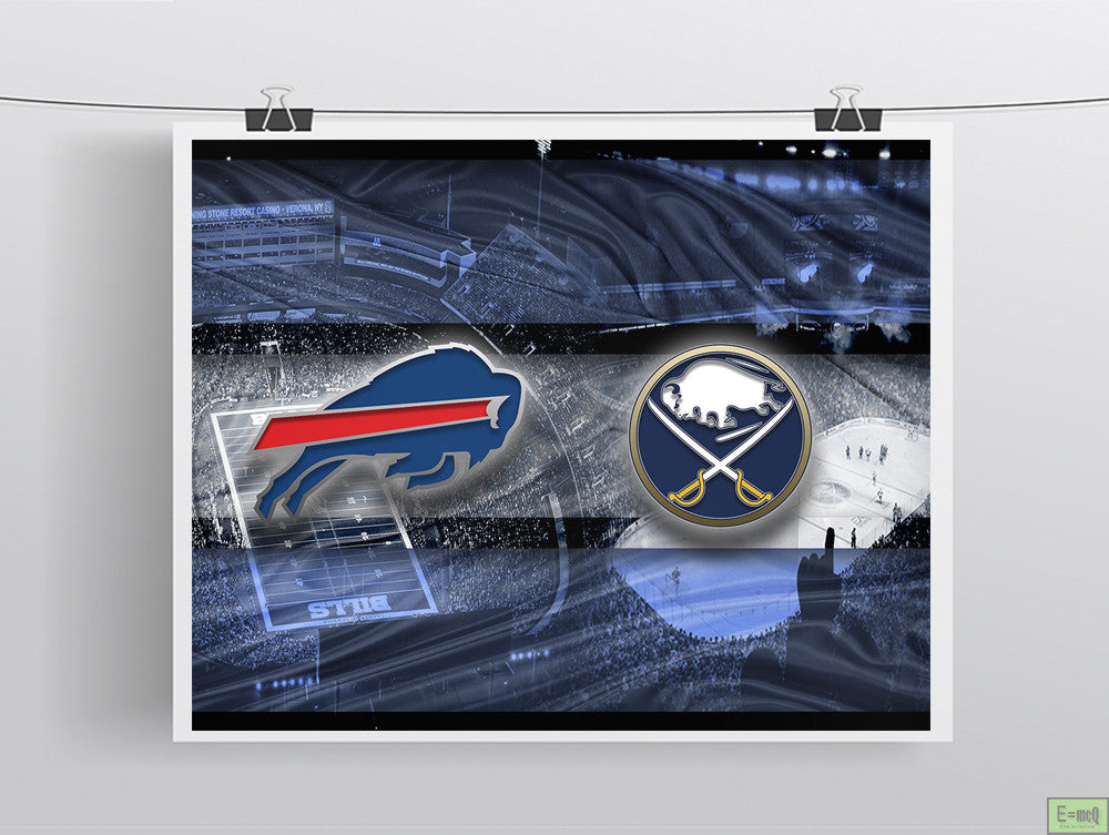 Buffalo Sports Teams Poster, Buffalo Sports Print, Buffalo Bills, Buffalo Sabres, Buffalo Man Cave Gift