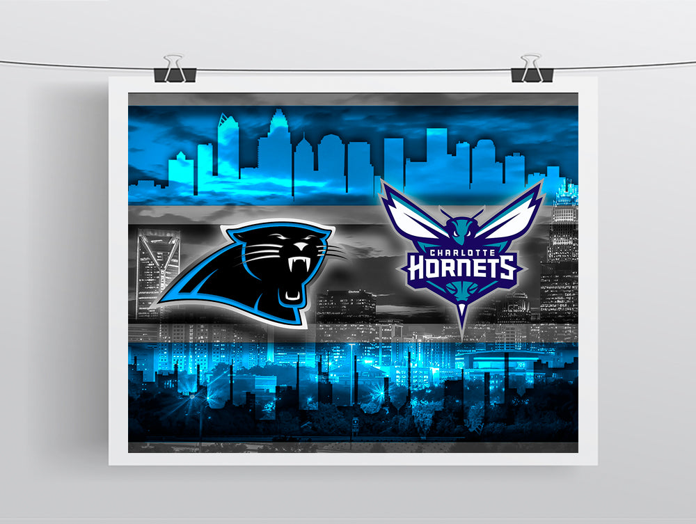 Carolina/Charlotte Sports Teams Poster, Panthers, Hornets, (Hurricanes by Request)