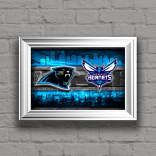 Carolina/Charlotte Sports Teams Poster, Panthers, Hornets, (Hurricanes by Request)
