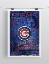 Chicago Cubs Poster, Cubs Artwork Cubs Gift, Chicago Cubs Layered Man Cave Art, Wrigley Field