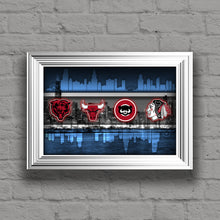 Chicago Sports Teams Poster, Chicago Cubs  Bulls Blackhawks White Sox,  Bears