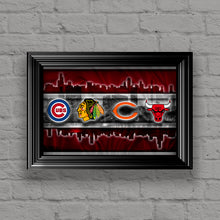Chicago Sports Teams Poster, Chicago Cubs Bulls Blackhawks White Sox Bears