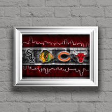 Chicago Sports Teams Poster, Chicago Cubs Bulls Blackhawks White Sox Bears