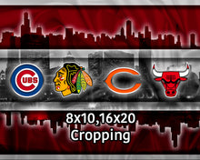 Chicago Sports Teams Poster, Chicago Cubs Bulls Blackhawks White Sox Bears