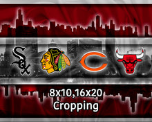 Chicago Sports Teams Poster, Chicago Cubs Bulls Blackhawks White Sox Bears