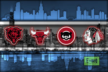 Chicago Sports Teams Poster, Chicago Cubs  Bulls Blackhawks White Sox,  Bears
