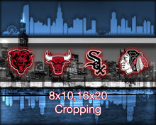 Chicago Sports Teams Poster, Chicago Cubs  Bulls Blackhawks White Sox,  Bears