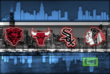 Chicago Sports Teams Poster, Chicago Cubs  Bulls Blackhawks White Sox,  Bears