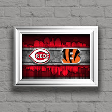 Cincinnati Sports Teams Poster, Cincinnati Ohio Sports Team Art, Cincinnati Reds, Cincinnati Bengals