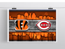 Cincinnati Sports Teams Poster, Cincinnati Ohio Sports Team Art, Cincinnati Bengals, Cincinnati Reds