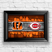 Cincinnati Sports Teams Poster, Cincinnati Ohio Sports Team Art, Cincinnati Bengals, Cincinnati Reds