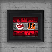 Cincinnati Sports Teams Poster, Cincinnati Ohio Sports Team Art, Cincinnati Reds, Cincinnati Bengals