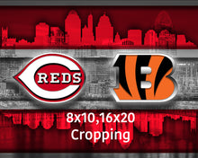 Cincinnati Sports Teams Poster, Cincinnati Ohio Sports Team Art, Cincinnati Reds, Cincinnati Bengals