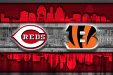 Cincinnati Sports Teams Poster, Cincinnati Ohio Sports Team Art, Cincinnati Reds, Cincinnati Bengals