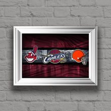 Ohio Sports Teams Poster, Ohio State, Cleveland CAVALIERS, Cleveland INDIANS, Cleveland BROWNS, Cavs
