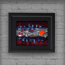 Cleveland Sports Teams Poster, Cleveland CAVALIERS, Cleveland INDIANS, Cleveland BROWNS, Cavs