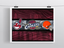 Cleveland Sports Teams Poster 2, Cleveland CAVALIERS, Cleveland INDIANS, Cleveland BROWNS, Cavs