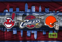Cleveland Sports Teams Poster, Cleveland CAVALIERS, Cleveland INDIANS, Cleveland BROWNS, Cavs