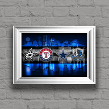 Dallas Sports Poster, Dallas Cowboys, Dallas Stars, Texas Rangers, Dallas Mavericks, Dallas TX Teams