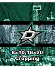 Dallas Stars Hockey In front of Dallas Skyline Poster, Dallas Stars Man Cave Gift