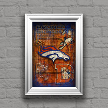 Denver Broncos Football Poster, Denver Broncos Layered Sports Print, Broncos Gift, Denver Colorado