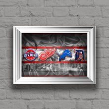 Detroit Sports Teams Poster, Lions, Tigers, Pistons, Red Wings Poster