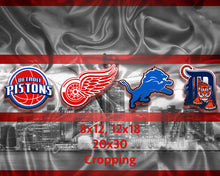 Detroit Sports Teams Poster, Lions, Tigers, Pistons, Red Wings Poster