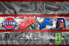 Detroit Sports Teams Poster, Lions, Tigers, Pistons, Red Wings Poster