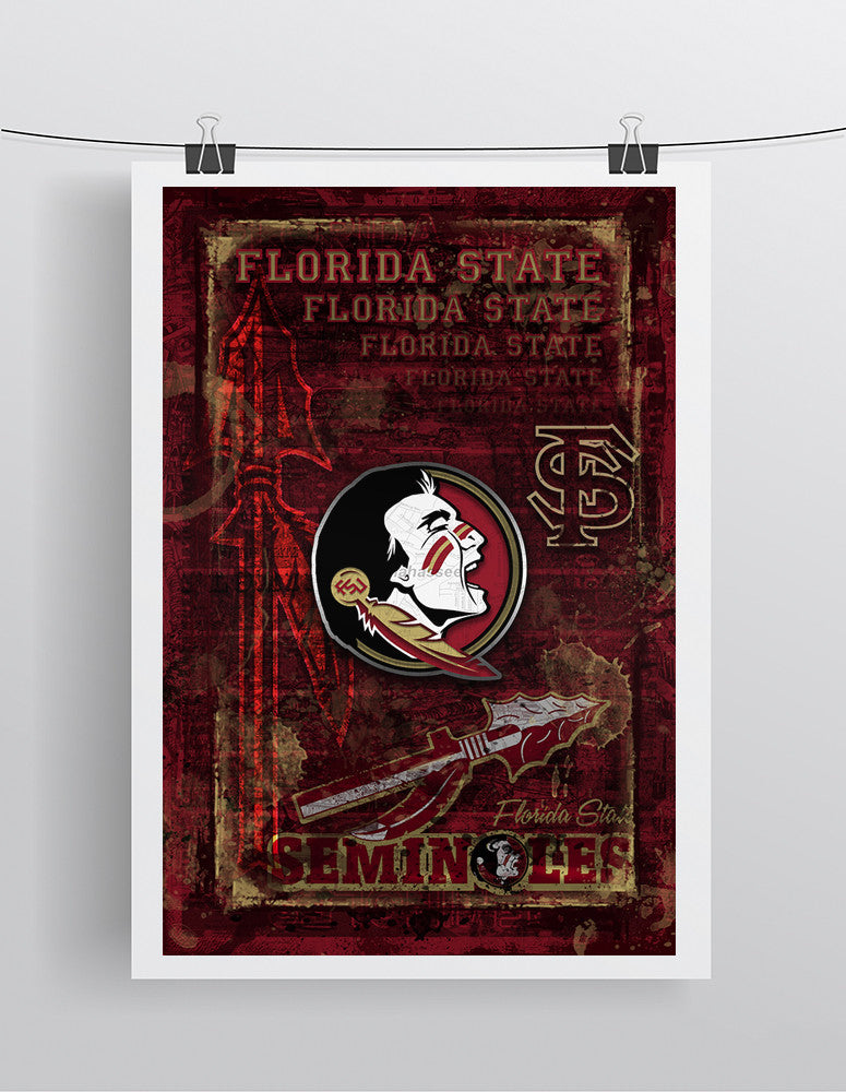 Florida State Seminoles Poster, Florida State Gift, Seminoles Man Cave, Florida State Print, FSU