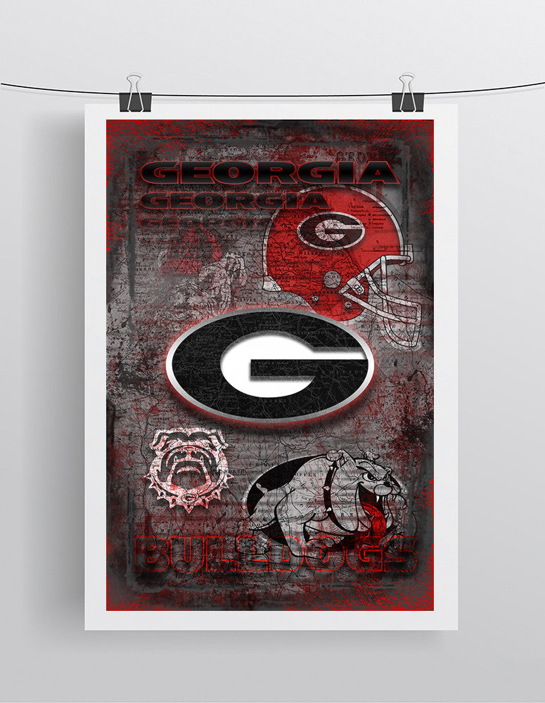 Georgia Bulldogs Poster, George Bulldogs Gift, University of Georgia Man Cave, Georgia Bulldogs Print