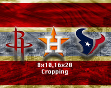 Houston Texans Sports Poster, TEXANS, ASTROS, Rockets Artwork, Houston Skyline