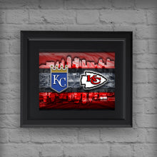 Kansas City Sports In Front Of Skyline Poster, Kansas City Missouri Sports  Artwork, Chiefs and Royals in front of KC Skyline, Chiefs Royals Gift