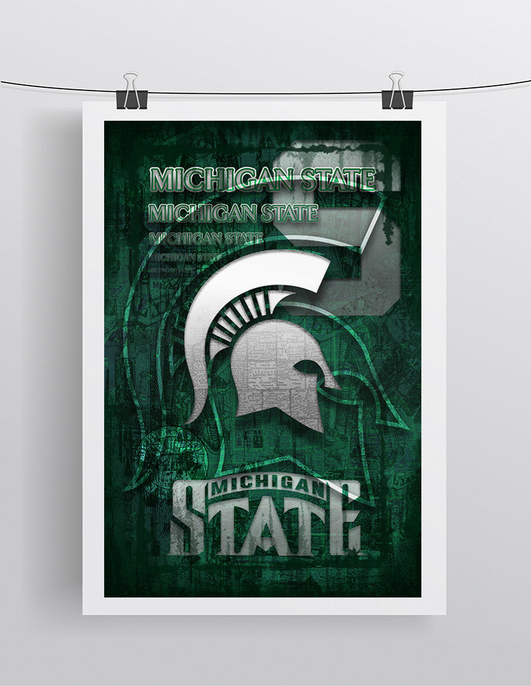 Michigan State Spartans Poster, Spartans Gift, Michigan State Man Cave, Michigan State Spartans Print