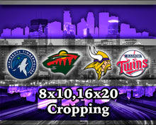 Minnesota Sports Poster, Minnesota Vikings, Twins, Timberwolves, Wild