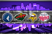 Minnesota Sports Poster, Minnesota Vikings, Twins, Timberwolves, Wild