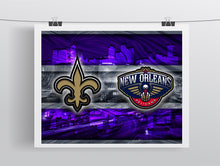 New Orleans Sports Teams Poster, New Orleans Sports Print, New Orleans Saints, New Orleans Pelicans, LSU Tigers