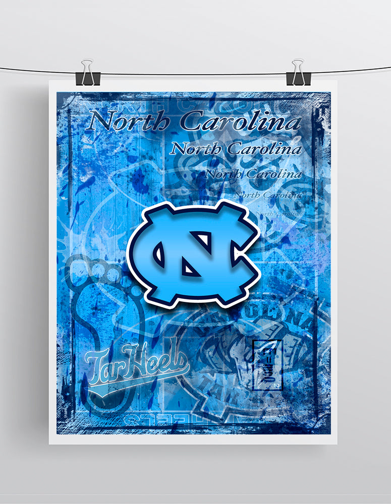 North Carolina Tar Heels Poster, NC Tar Heels Print, Tar Heels gift, North Carolina Cave Picture