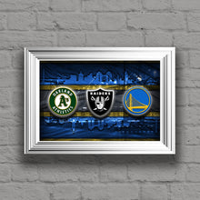 Oakland Sports Teams Poster, Oakland Sports Print, Oakland Athletics, Oakland Raiders, GS Warriors