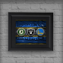 Oakland Sports Teams Poster, Oakland Sports Print, Oakland Athletics, Oakland Raiders, GS Warriors