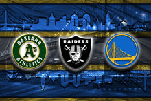 Oakland Sports Teams Poster, Oakland Sports Print, Oakland Athletics, Oakland Raiders, GS Warriors