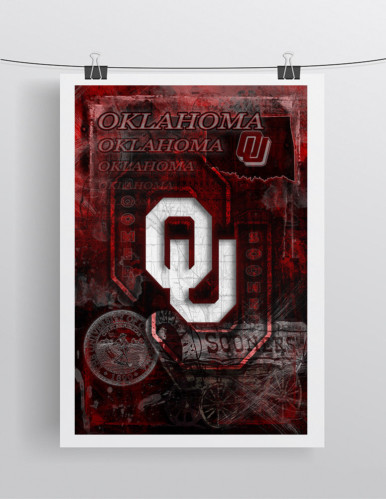 Oklahoma Poster, University of Oklahoma Gift, OU Man Cave, Sooners Print
