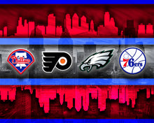 Philadelphia Sports Teams Red Poster, Philadelphia Eagles, Flyers, 76ers, Phillies, gift
